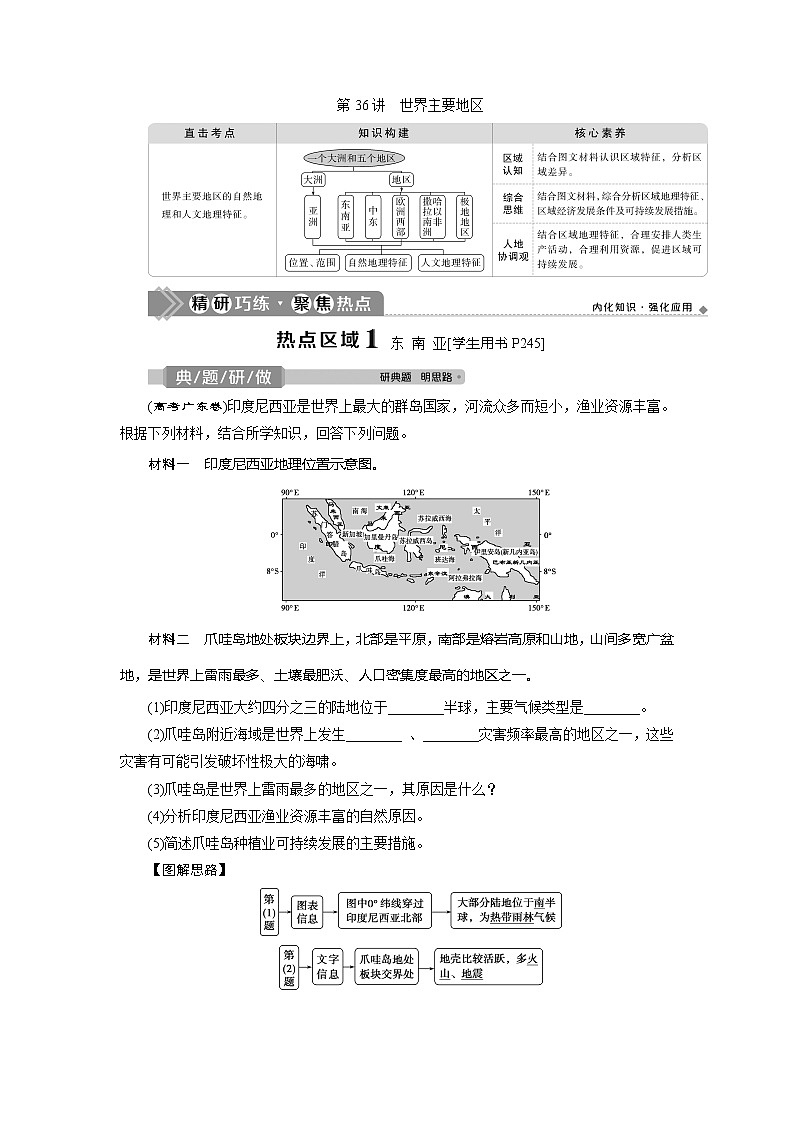 2021版高考地理（魯教版）一輪復習教師用書：第36講　世界主要地區(qū)第1頁