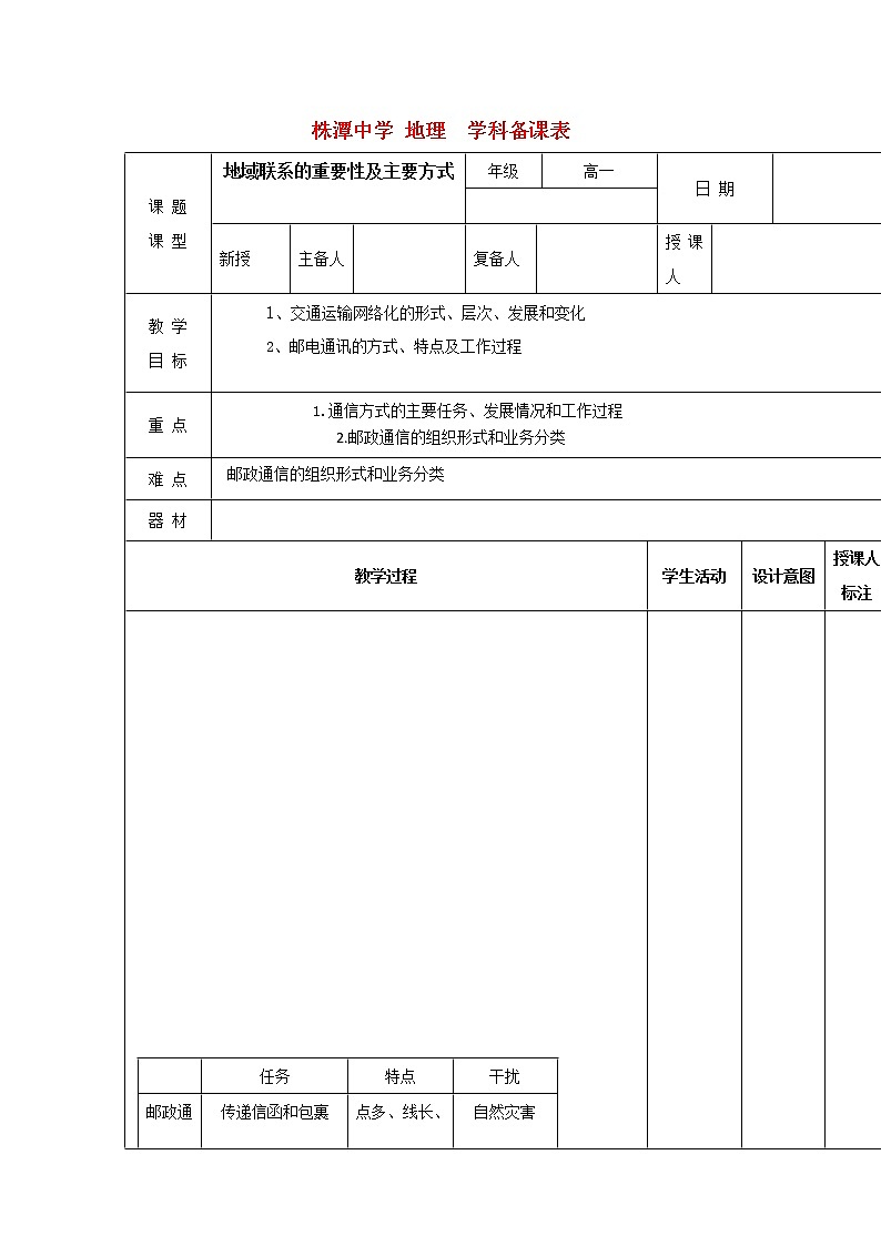 江西省万载县株潭中学高中地理必修2教案:3.3地域联系201