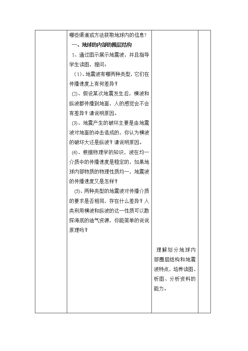 陕西省石泉县江南高级中学高中地理必修一:1.4地球的圈层结构(1课时)教案03