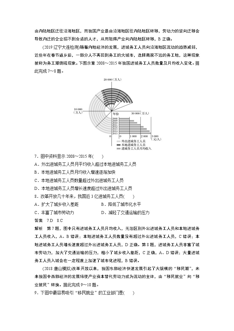 2020版地理新导学大一轮湘教版讲义：必修Ⅱ第一章人口与环境专项突破练603