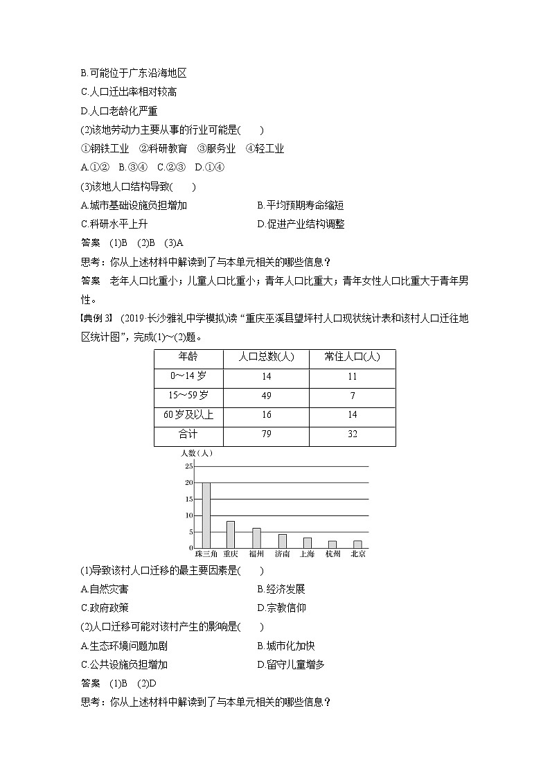 2020版地理新导学大一轮鲁教非新高考地区专用讲义:第二册 第一单元 人口与地理环境学科关键能力提升602