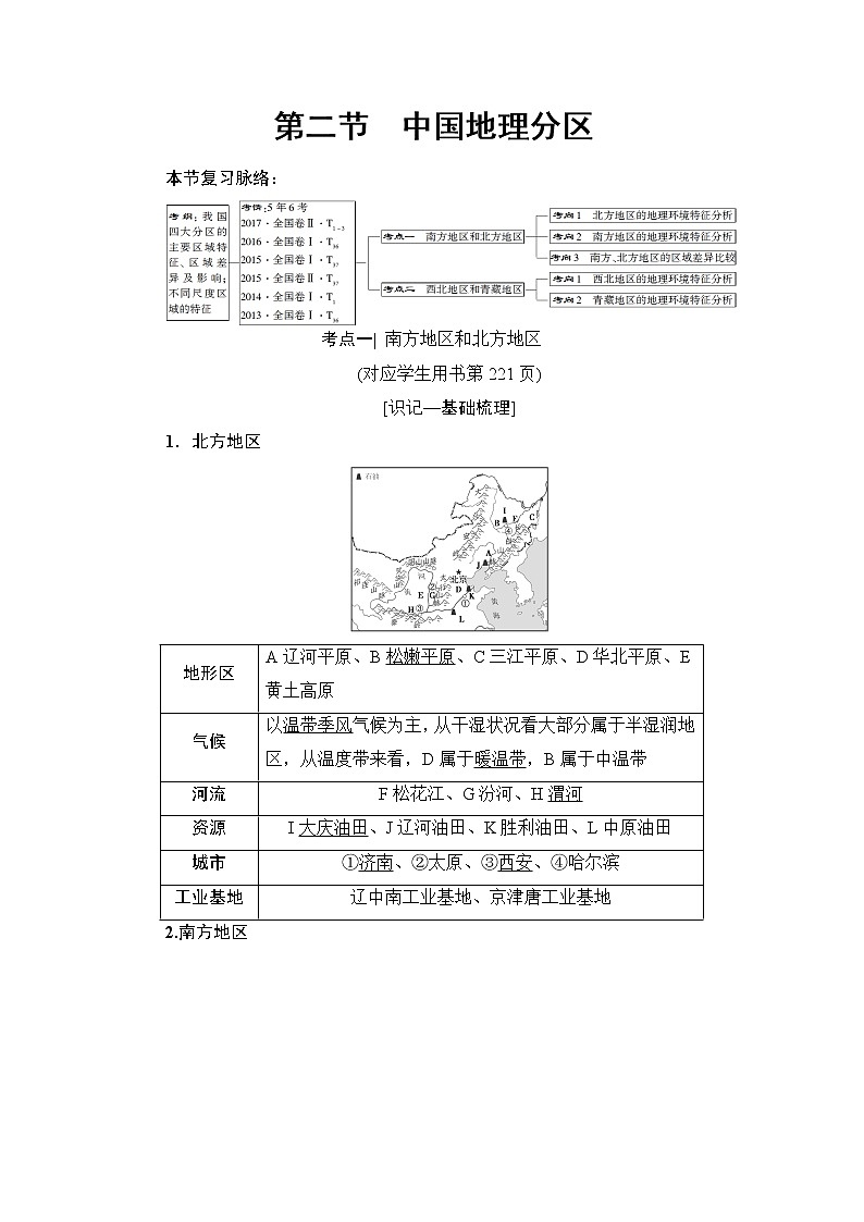 《新坐标》2019届高三地理人教版一轮复习学案:第18章第2节中国地理分区01