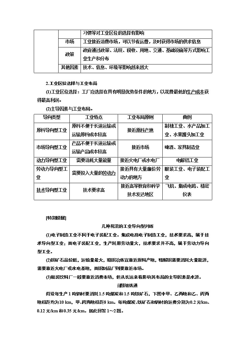 2020版高考新创新一轮复习地理通用版学案:第二部分第四章第一讲 工业的区位选择02