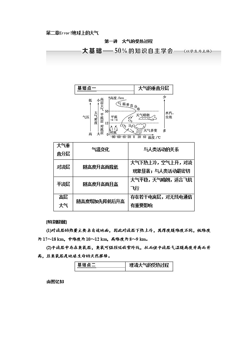 2020高考地理新创新大一轮复习课改省份专用版讲义:第一部分第二章第一讲 大气的受热过程01