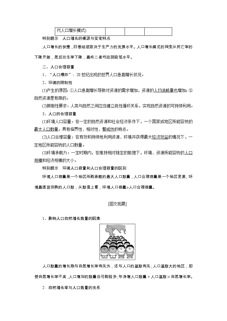 2020高考地理湘教版一轮复习讲义:第六章第一讲 人口增长模式和人口合理容量02