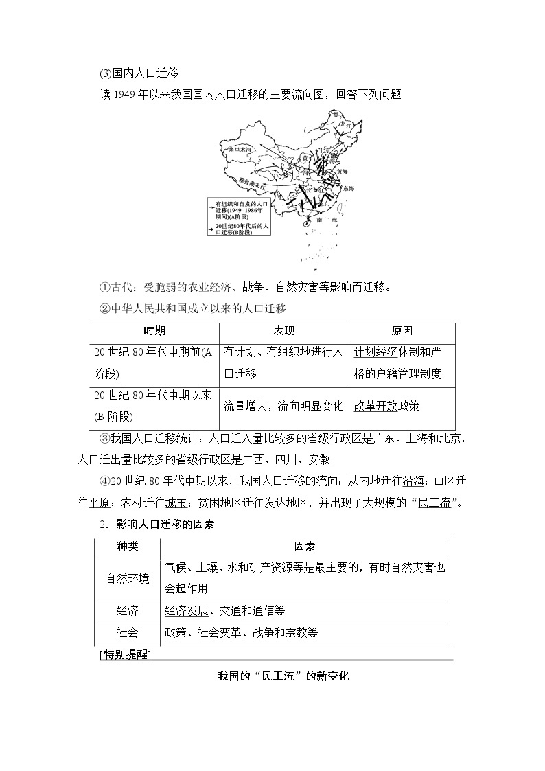 2020版新一线高考地理（人教版）一轮复习教学案：第2部分第6章第2讲　人口的空间变化02