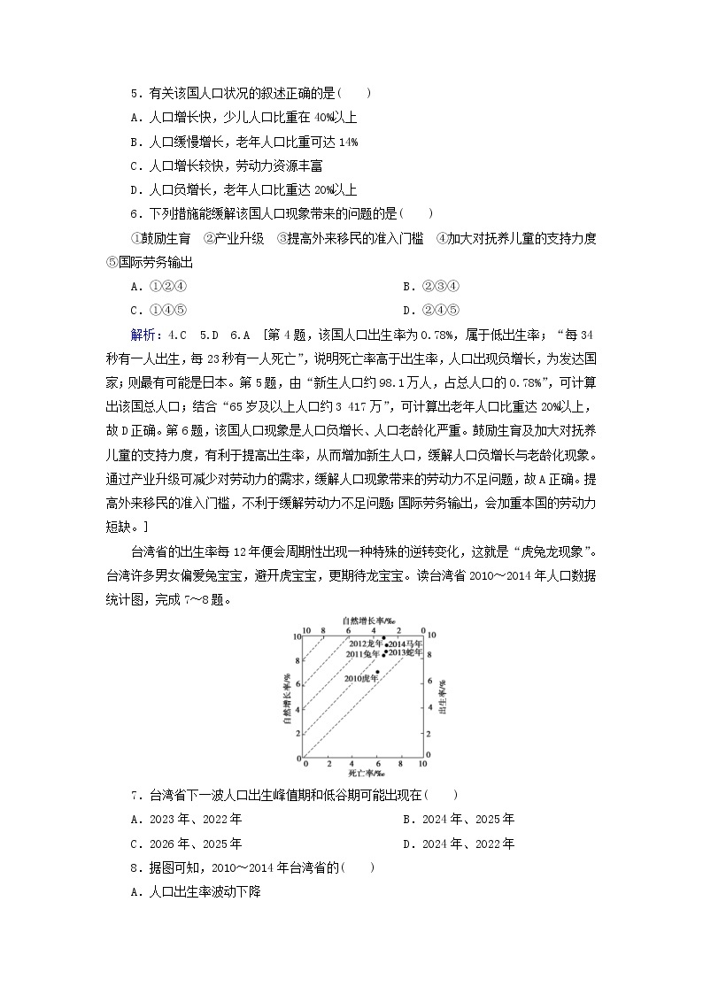 人教版2020高考地理一轮总复习：课时冲关17《人口的数量变化和人口的合理容量》(含解析) 学案02