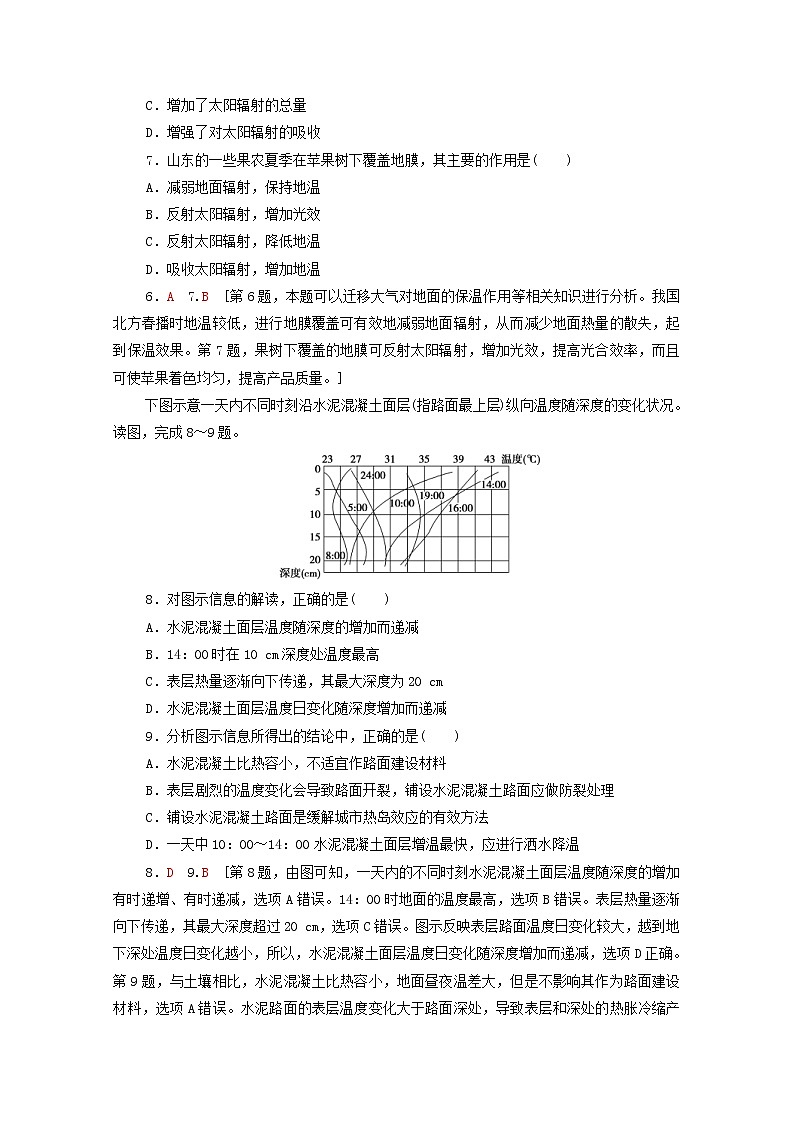 (中图版)2020版高考地理一轮复习课后限时集训6《大气的受热过程与热力环流》(含解析)第3页