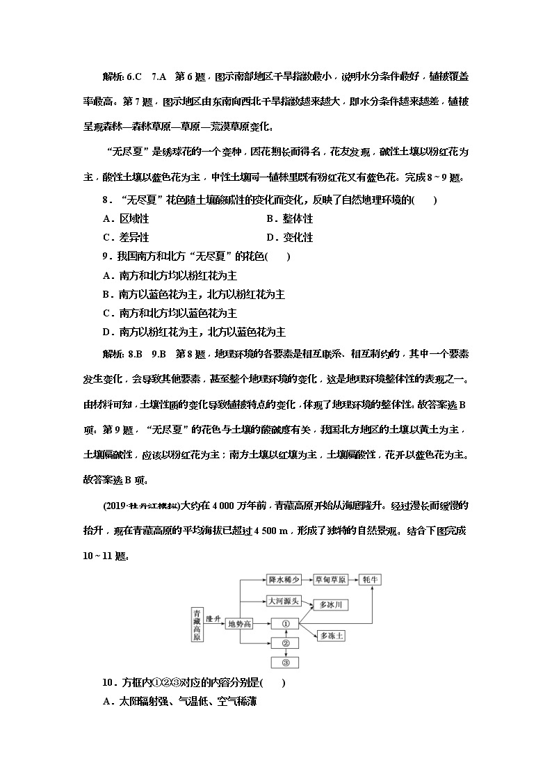 2020版三维设计高三地理一轮复习课时跟踪检测：15《自然地理要素变化与环境变迁自然地理环境的整体性》(含解析)03