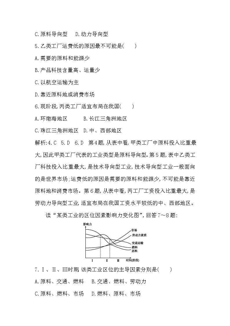 人教版(导与练)2019届高考地理一轮复习练习:第9章工业地域的形成与发展第1讲《工业的区位选择》(含解析)第3页