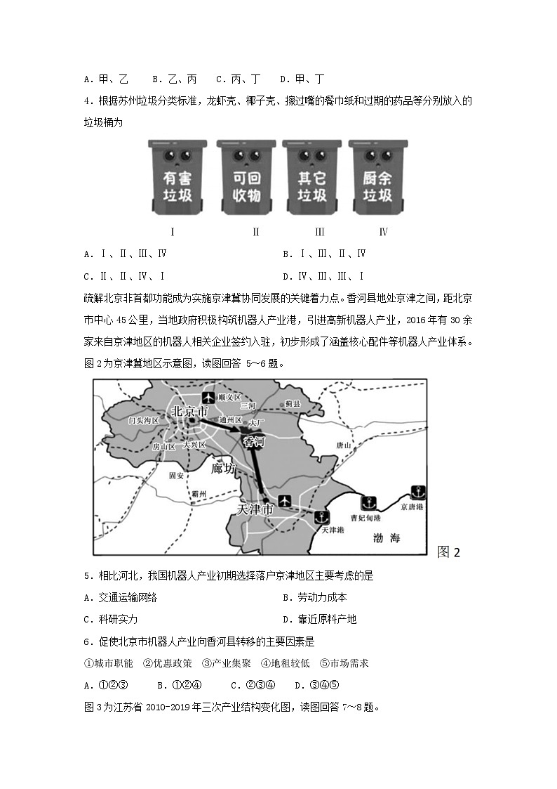 【地理】江苏省苏州市2019-2020学年高二下学期期末考试试题02