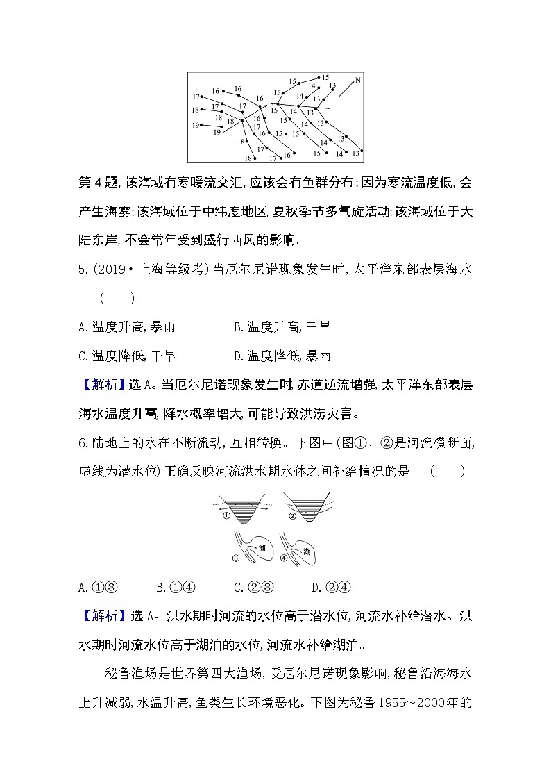 2020-2021学年地理新教材湘教版选择性必修一习题:单元素养评价第四章 陆地水与洋流03