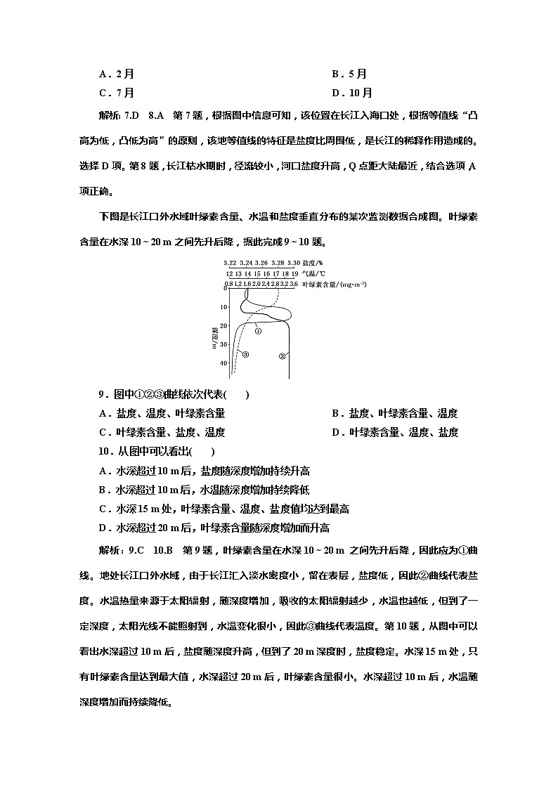 (新教材)2019-2020学年中图版高中地理必修第一册课时跟踪检测(十一)海水的性质及其对人类活动的影响03