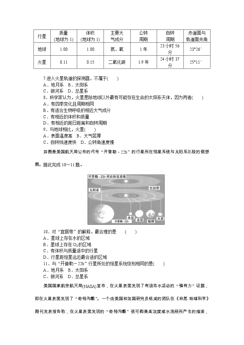 【新教材】2020-2021学年高中地理中图版必修第一册课时作业1　地球在宇宙中的位置 练习02