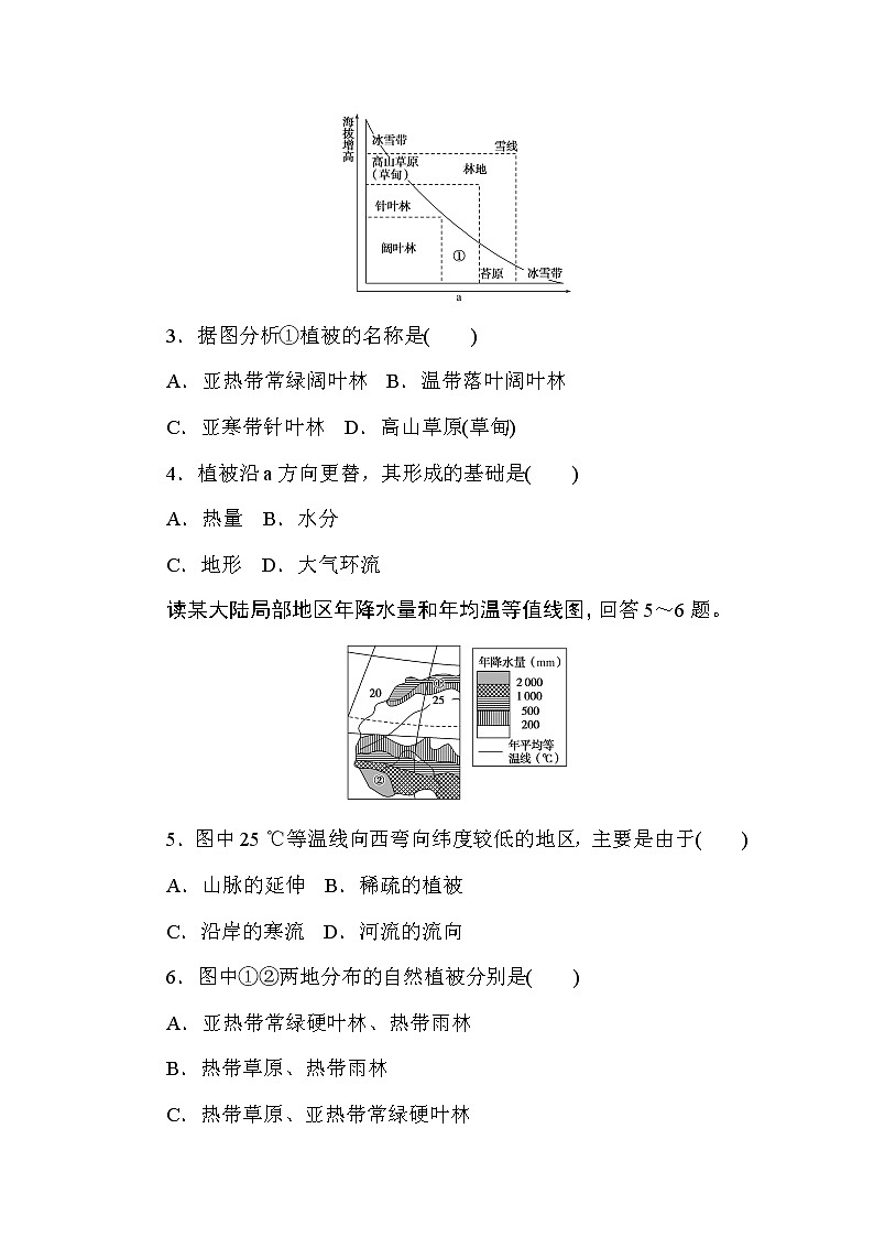 2020-2021学年高中地理新教材必修第一册(湘教版)课时作业5.1主要植被与自然环境 练习02