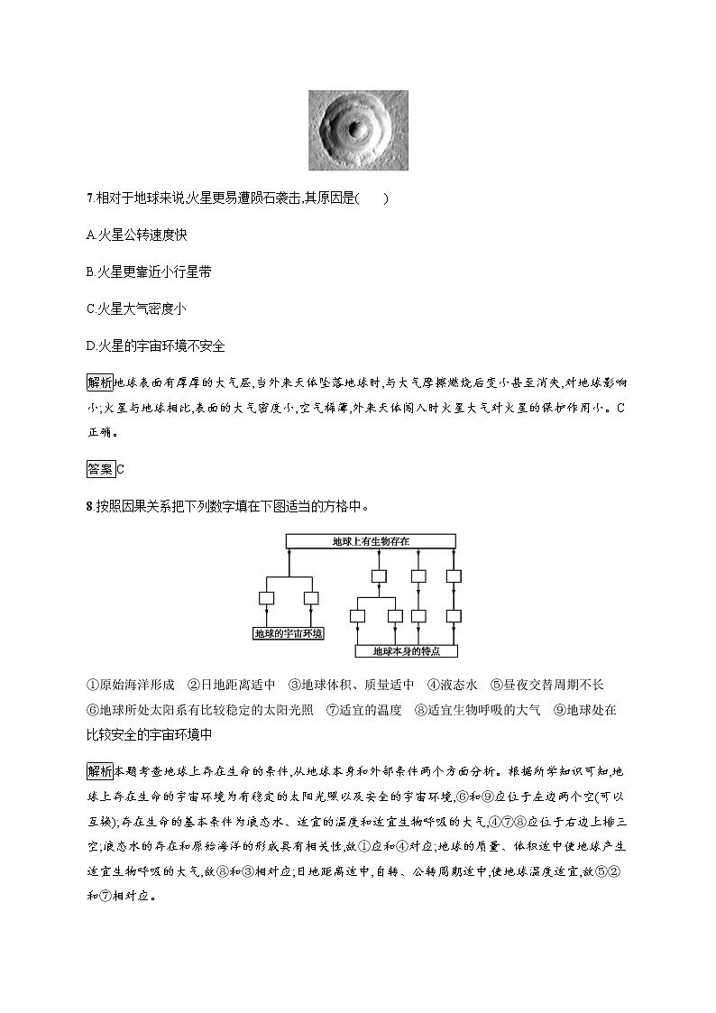 2019-2020版新教材地理魯教版必修第一冊(cè)練習(xí)：第一單元　第一節(jié)　第2課時(shí)　地球第3頁(yè)