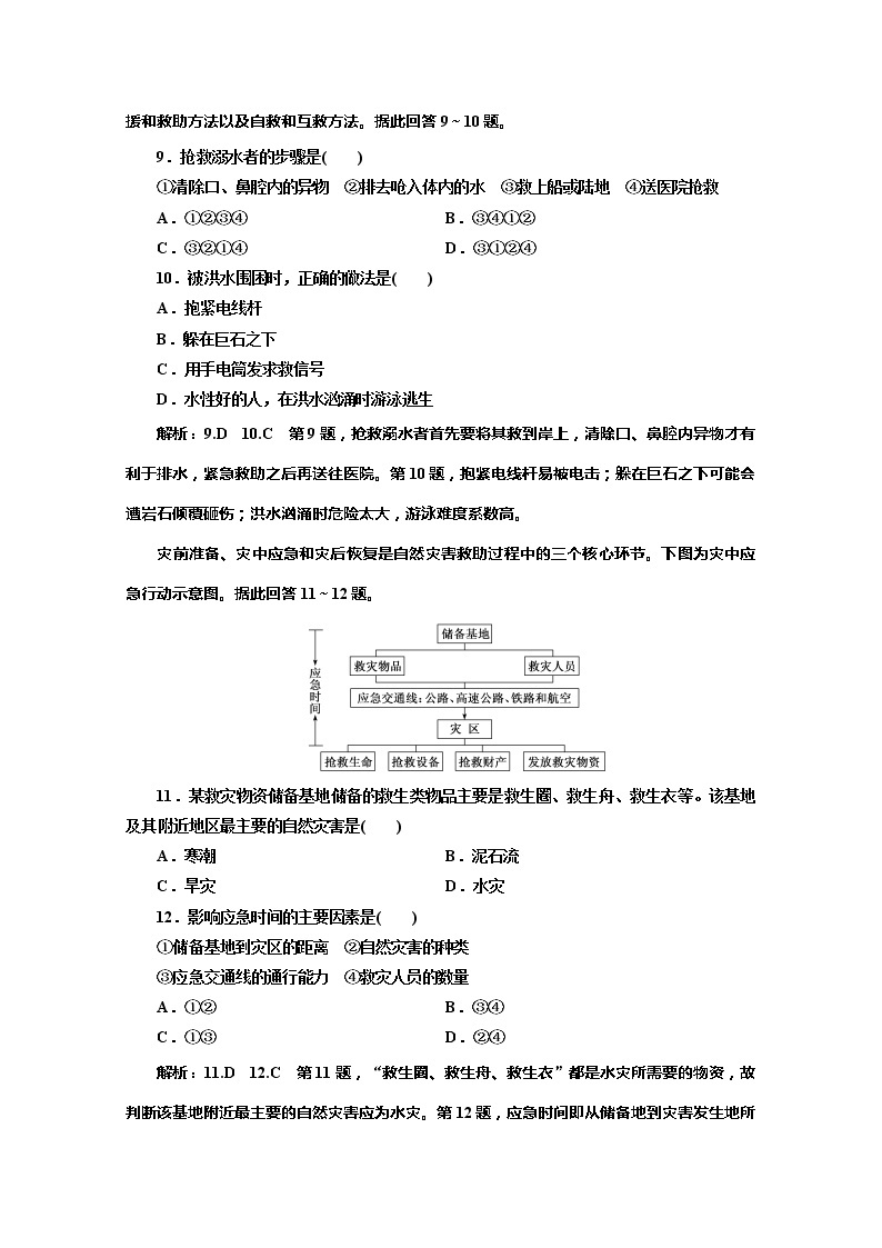 （新教材）2019-2020学年鲁教版高中地理必修第一册课时跟踪检测（十九）自然灾害的防避03