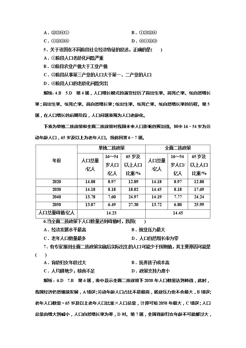 2019-2020学年同步鲁教版高中地理必修二培优新方案课时跟踪检测（一）人口增长与人口问题02