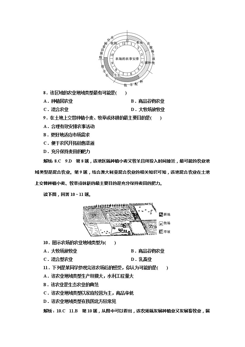 2019-2020学年同步鲁教版高中地理必修二培优新方案课时跟踪检测（七）农业生产与地理环境03