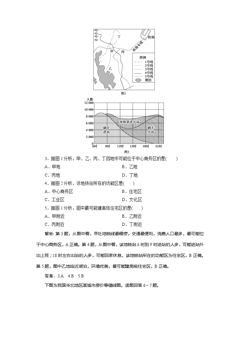 2019-2020学年鲁教版地理必修二新素养同步练习：第二单元第三节　城市空间结构02