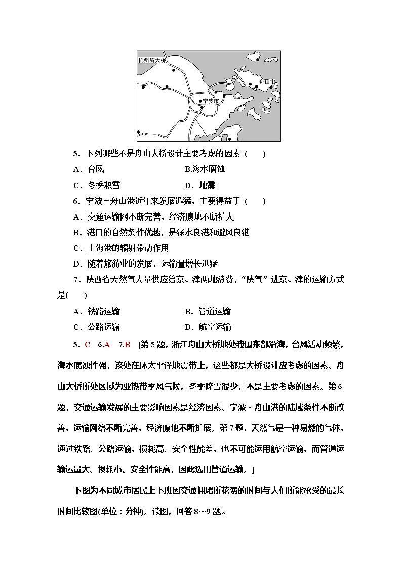 同步鲁教版地理必修二新突破课时分层作业14交通运输布局 练习03