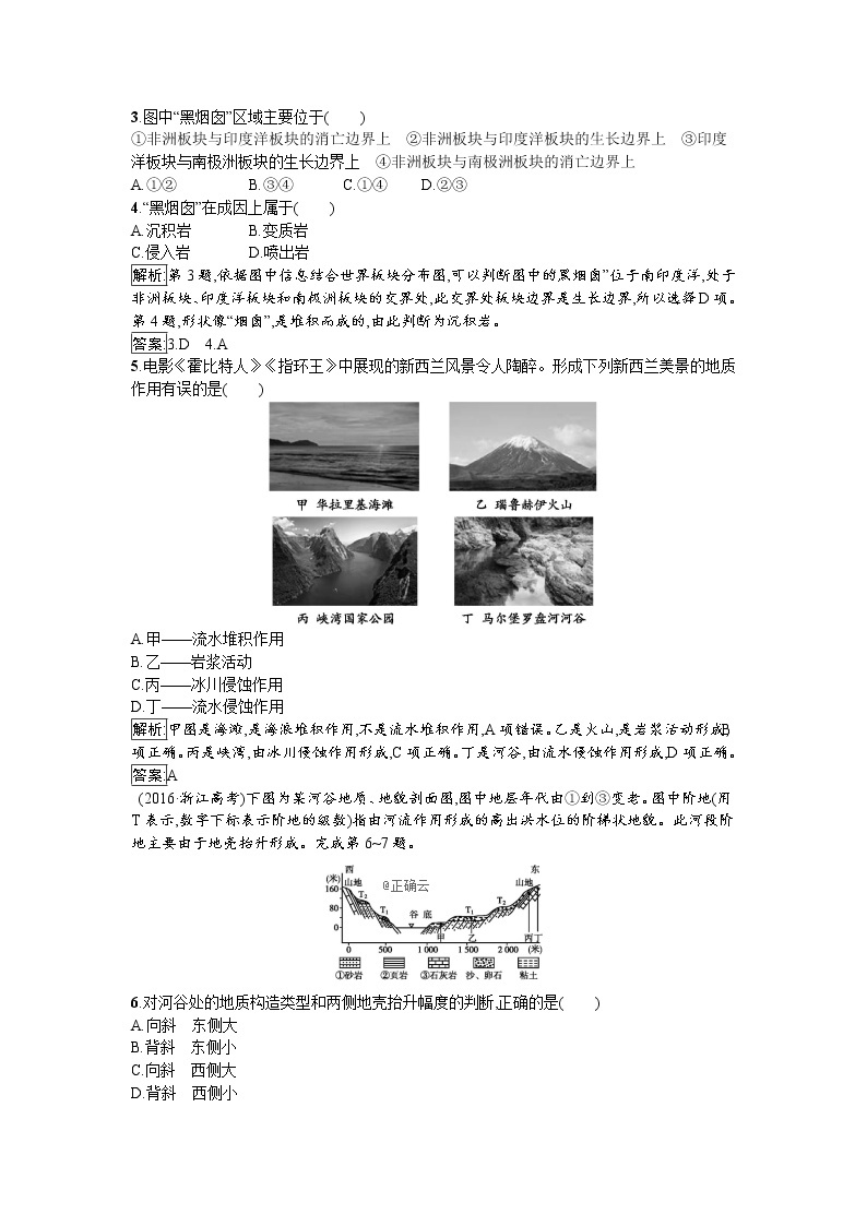 2019-2020学年高中地理鲁教版必修1同步：2.1.2内、外力作用与地表形态变化 试卷02