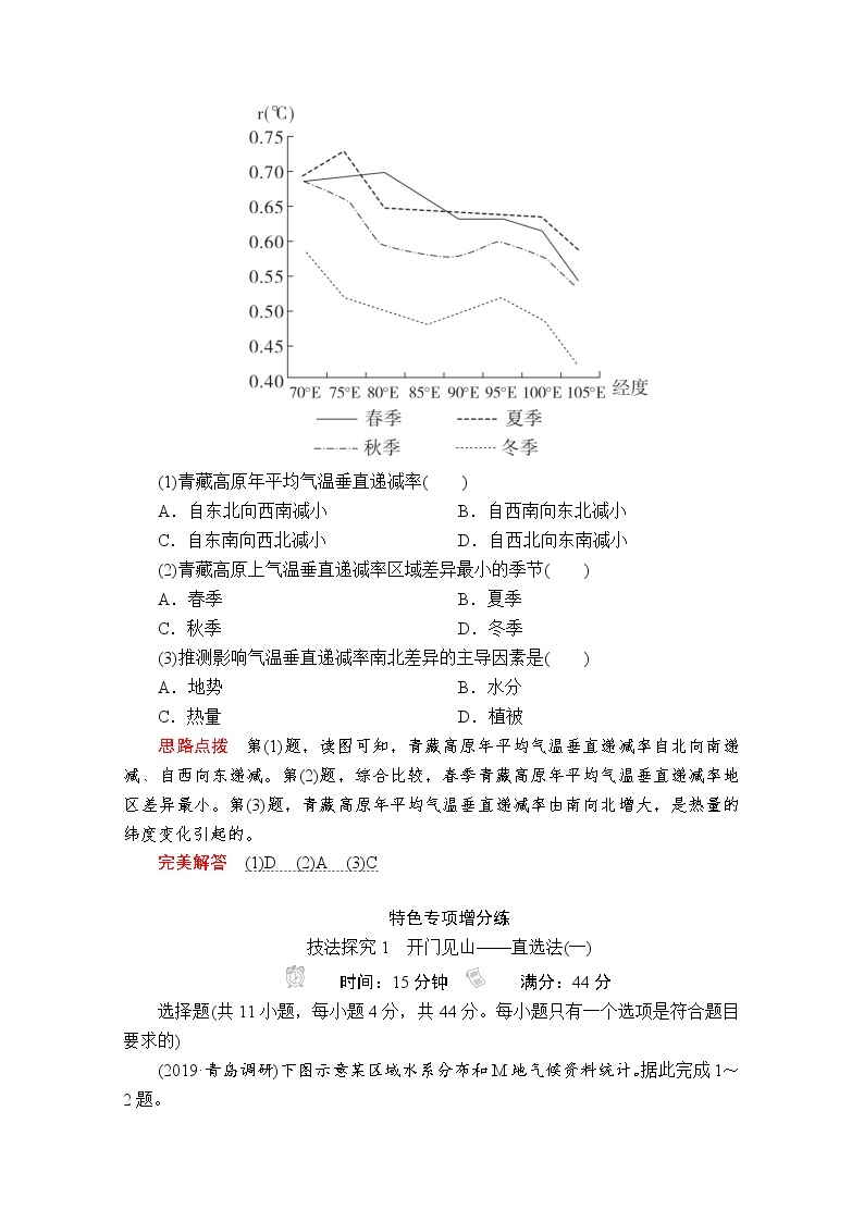 2020版高考地理三轮专题培优教程全国通用版检测：第二编专题四技法探究1　开门见山——直选法03