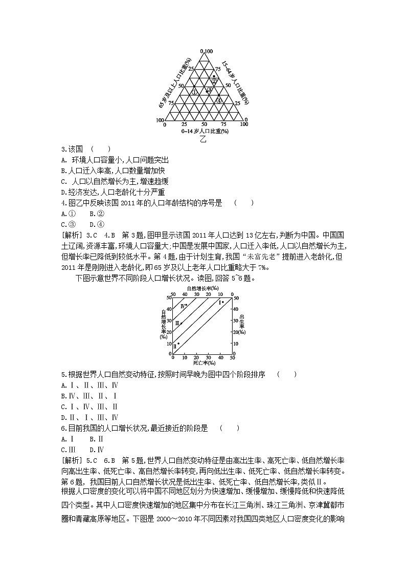 2018-2019学年高一地理必修2期末复习训练:常见人口统计图表的判读02