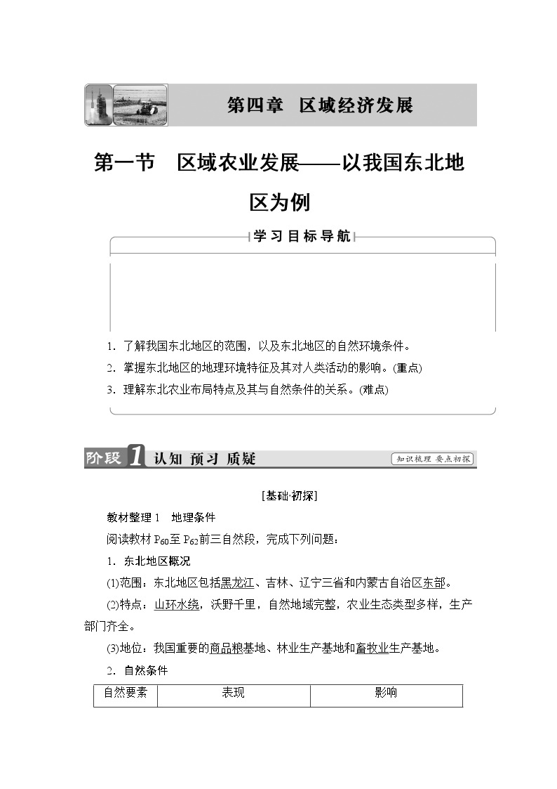 2018版高中地理（人教版）必修3同步教师用书：第4章 第1节 区域农业发展——以我国东北地区为例01