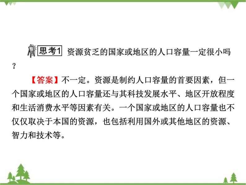 2021年春中图版高中地理必修2 第1章 第3节 环境承载力与人口合理容量 PPt课件+试卷07