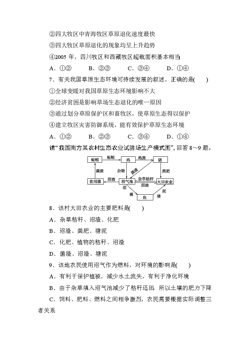 人教版高中地理必修2  第6章---第2节   中国的可持续发展实践 课时知能训练03