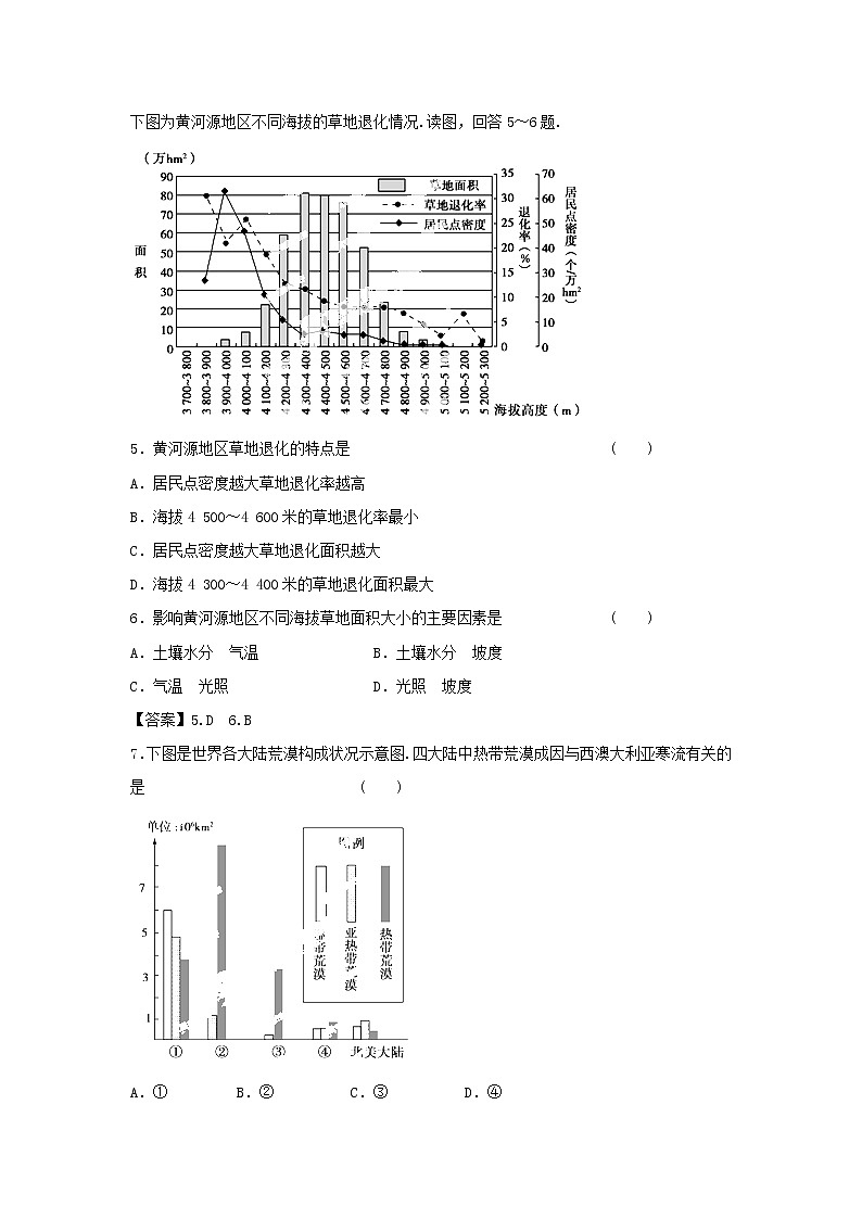 高中地理必修三同步练习:2.1《荒漠化的防治──以我国西北地区为例》5 Word版含答案02