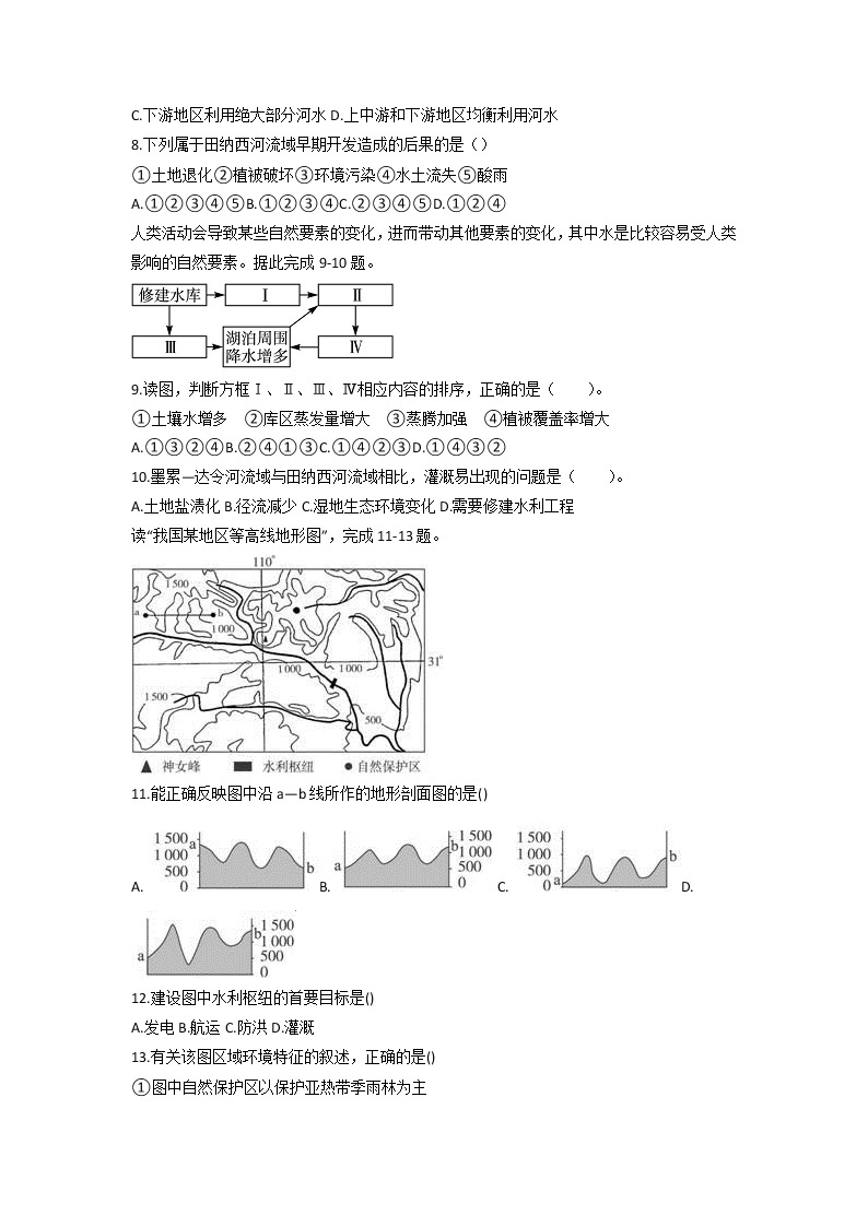 高中地理必修三同步练习：3.2《流域的综合开发──以美国田纳西河流域为例》6 Word版含答案02