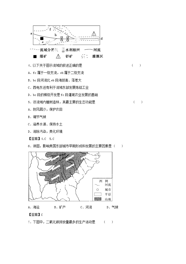 高中地理必修三同步练习：3.2《流域的综合开发──以美国田纳西河流域为例》5 Word版含答案02