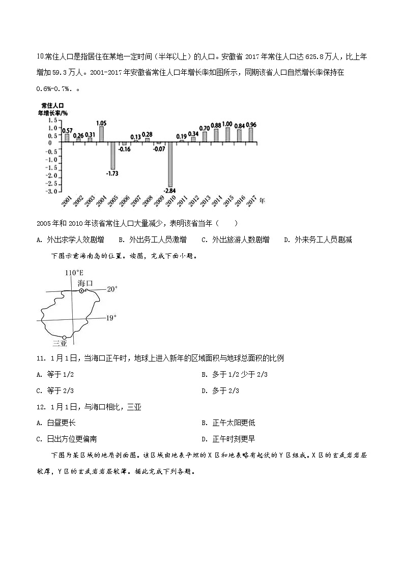 精编:2018年普通高等学校招生全国统一考试地理(海南卷)及答案解析(原卷+解析卷)03