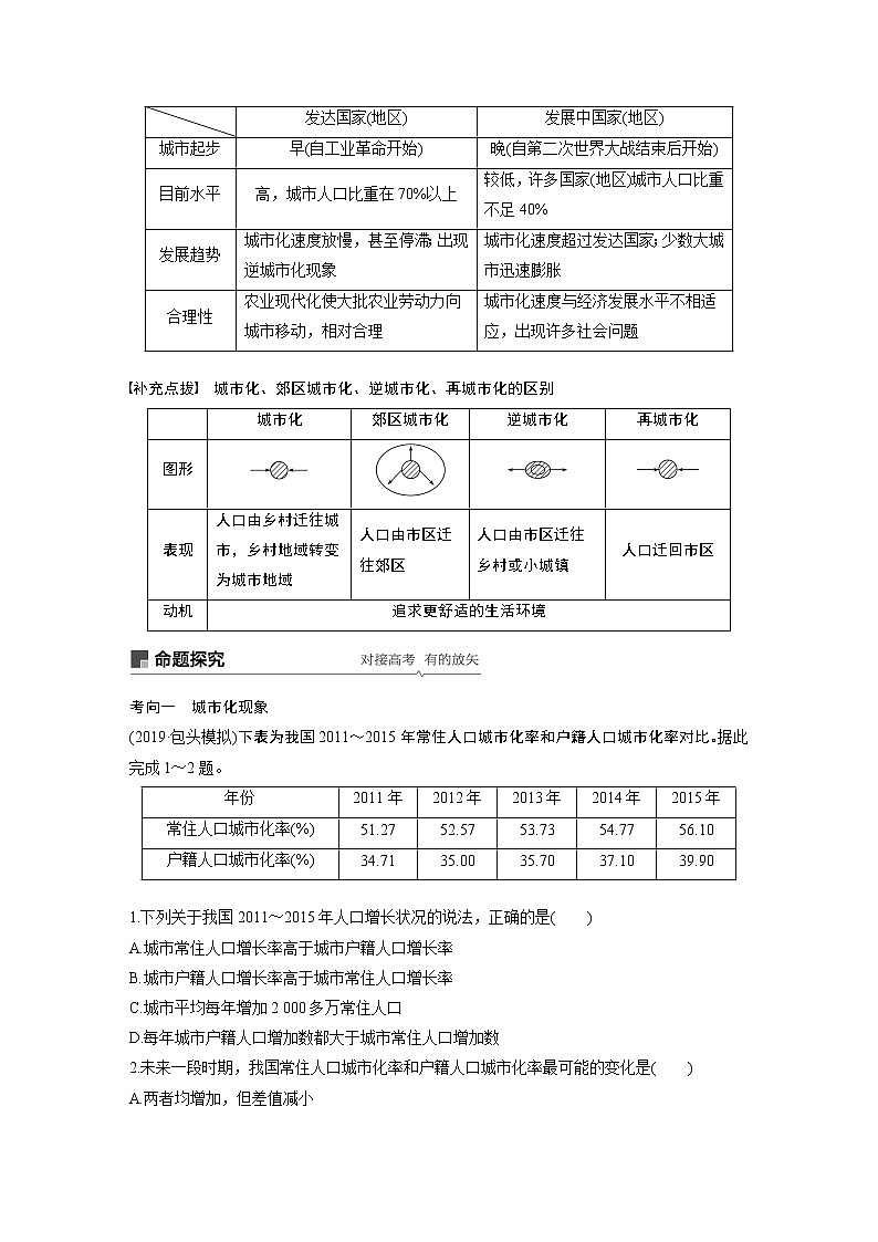 20届高考地理一轮复习讲义 必修② 第2章 第18讲 城市化02