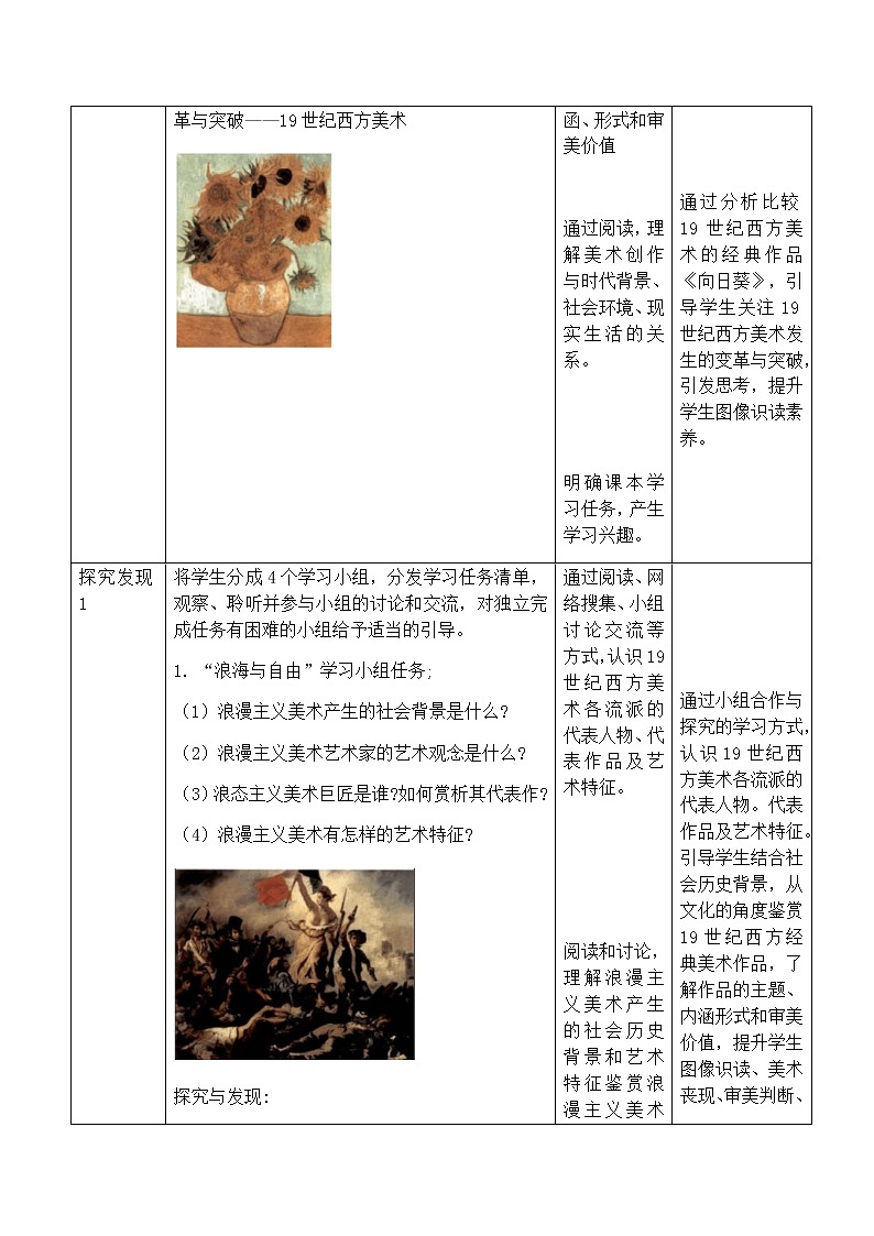 新人教版美术鉴赏 第16课 变革与突破——19 世纪西方美术 教案02