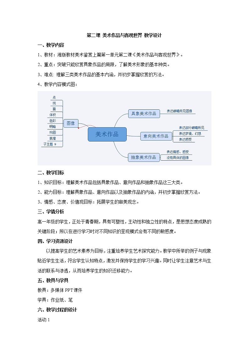 湘美版(2019)高中美术鉴赏第一单元 第2课 图像与眼睛 教学设计第2页