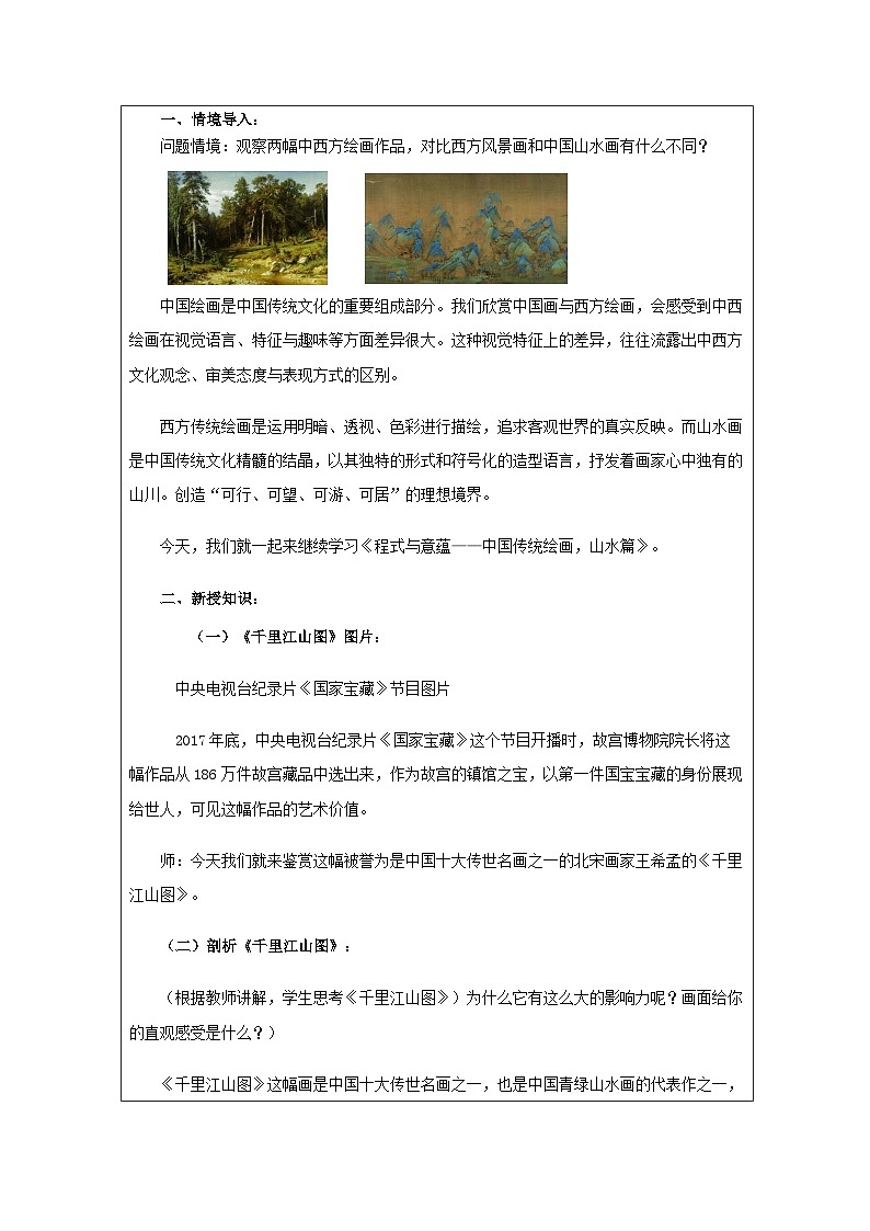 2.1 程式与意蕴——中国传统绘画 教学设计-2024-2025学年高中美术人美版(2019)美术鉴赏第2页