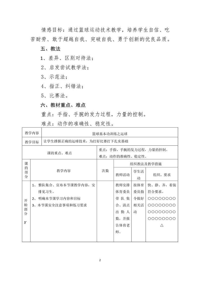 篮球基本功训练教案第2页