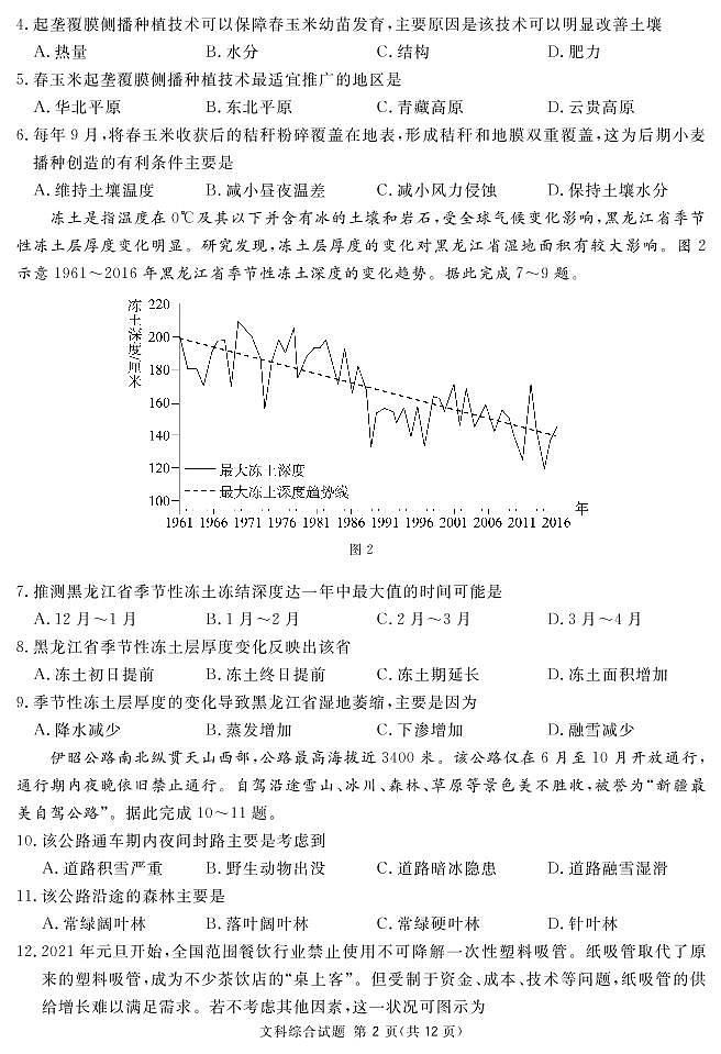 2021届四川省内江市高三下学期3月第二次模拟考试文科综合试题 PDF版02
