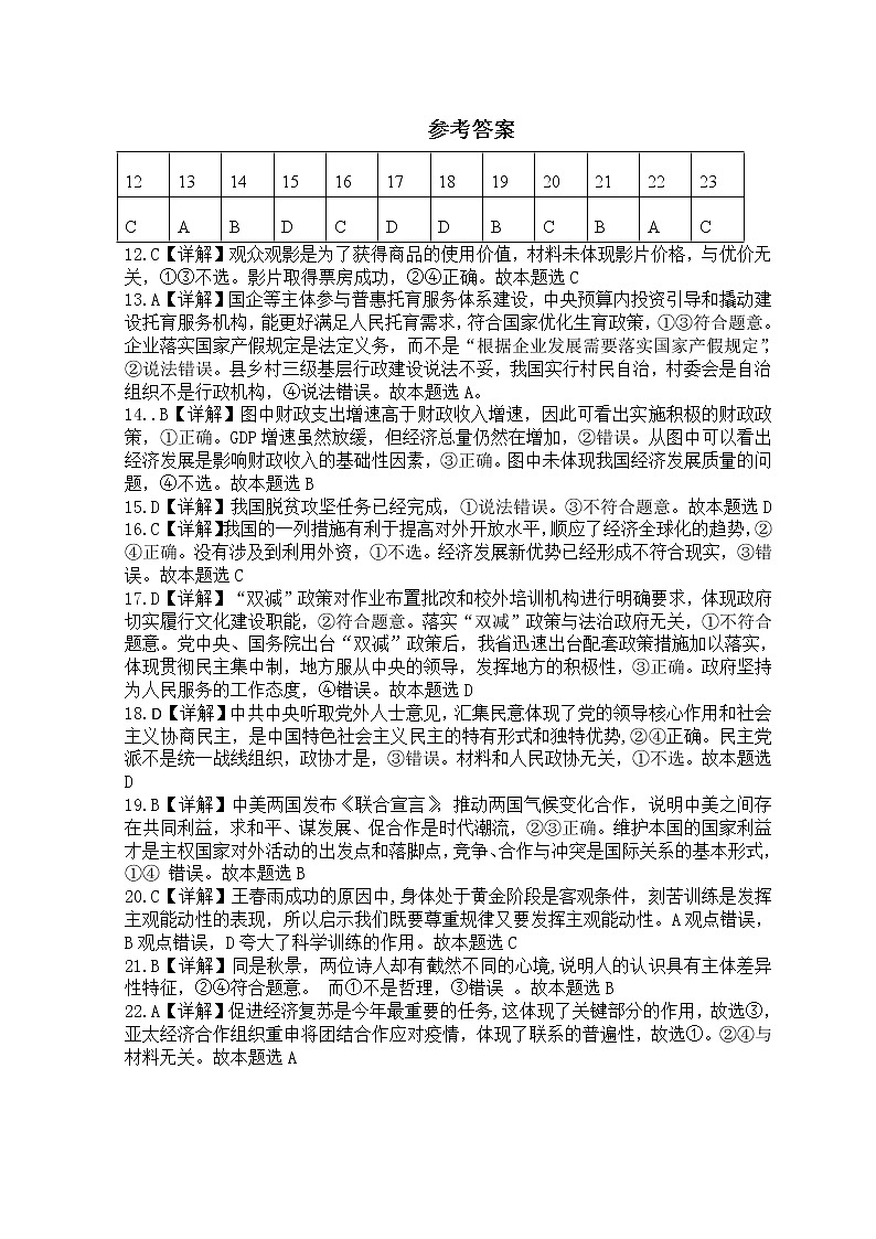 安徽省六安市示范高中2021-2022学年高三上学期教学质量检测文科综合扫描版含答案01