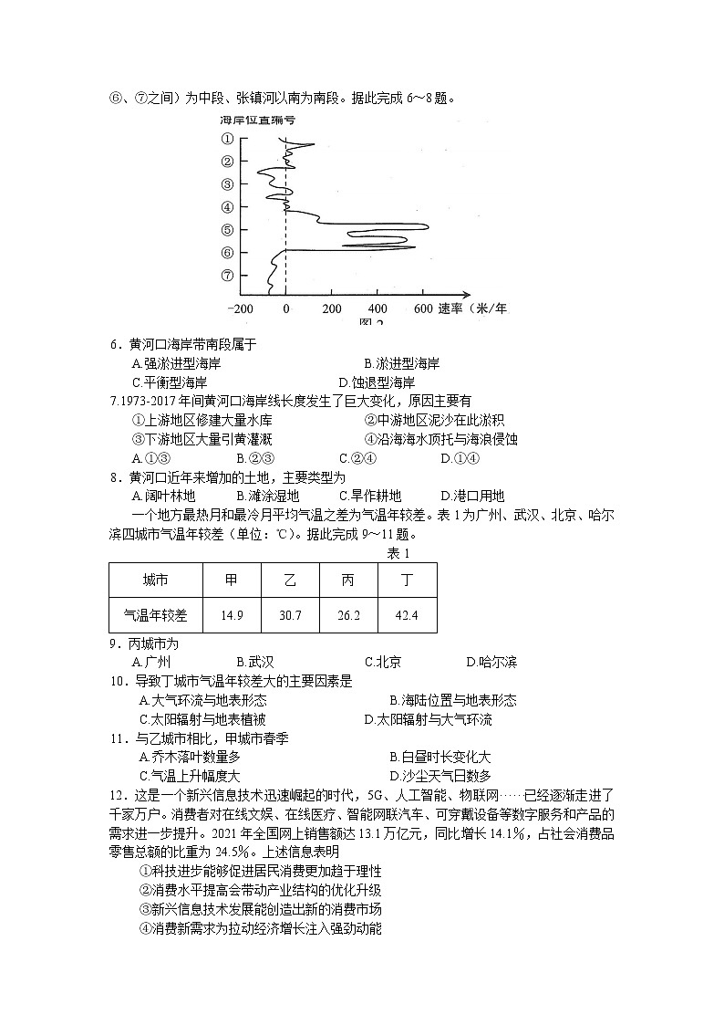 2022届贵州省高考一模适应性考试文科综合试题 word第2页