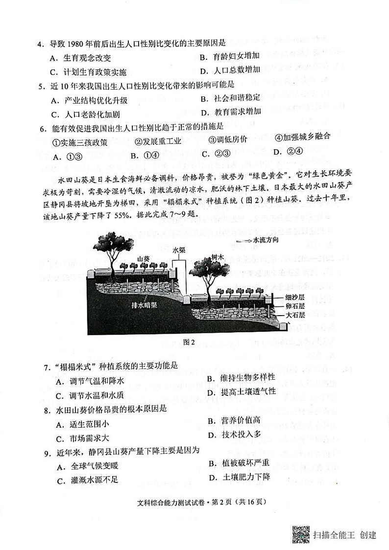 2022届云南省昆明市“三诊一模“高考模拟文科综合试题第2页