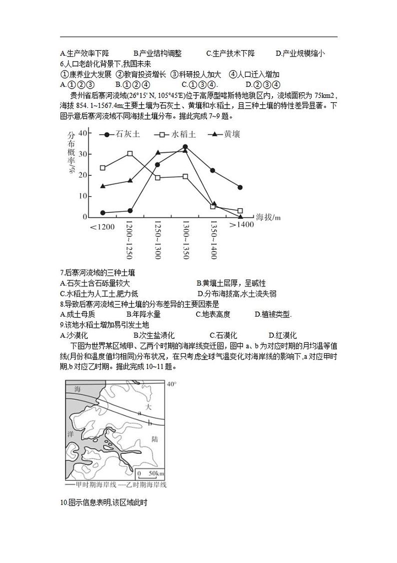全国名校2022届高三下学期高考模拟冲刺押题卷(一模)文综试题(一)第2页