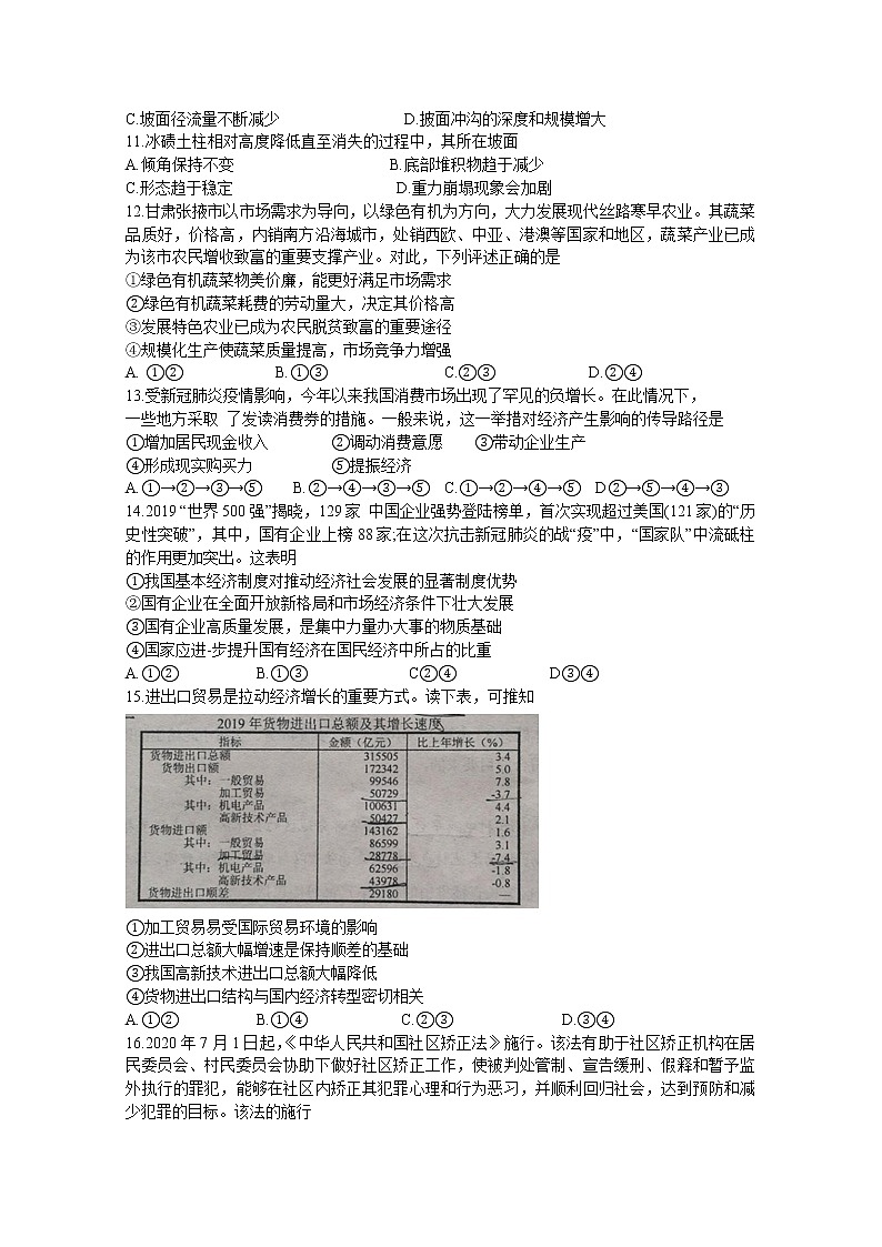 2020唐山高三下学期第二次模拟考试文综试题含答案第3页