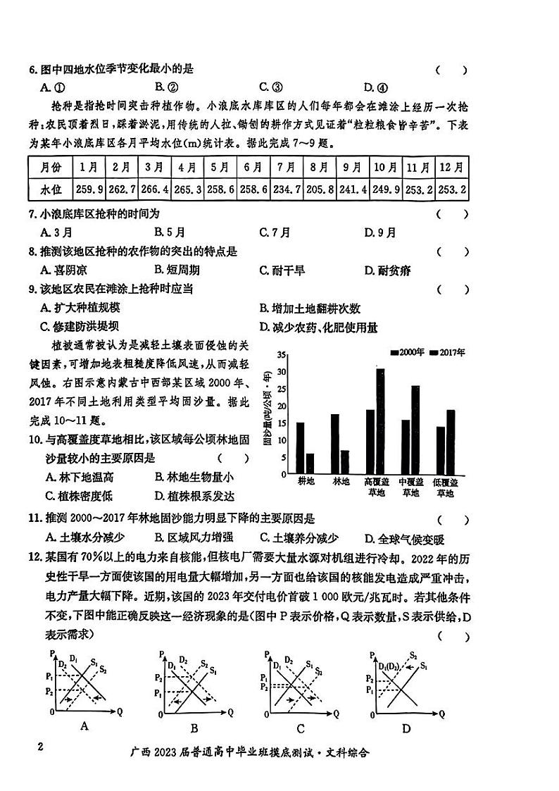 2023广西高三上学期毕业班摸底测试(一模)文综试题扫描版含解析02
