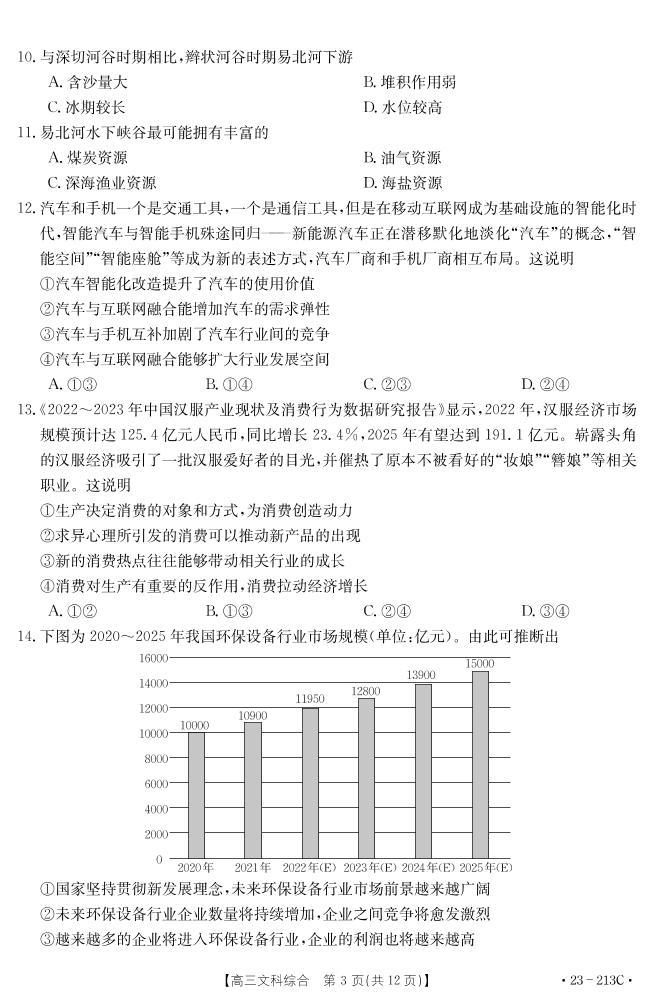 2023河南省部分学校高三上学期12月大联考试题文综PDF版含解析03
