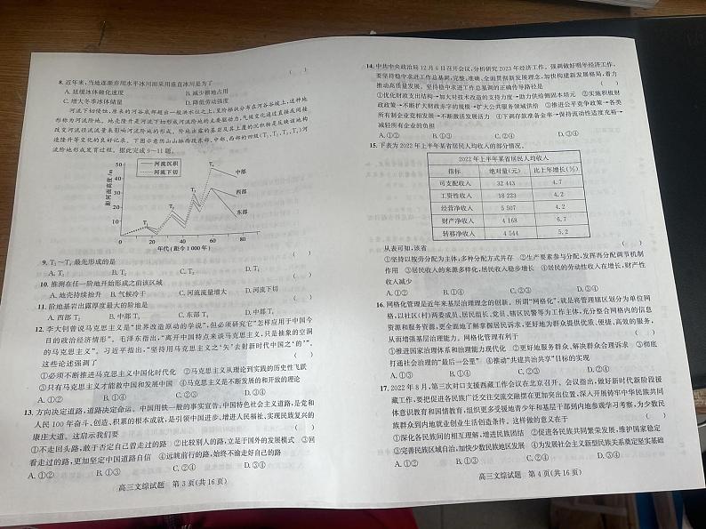2023大同高三上学期1月期末文综试题PDF版无答案第2页