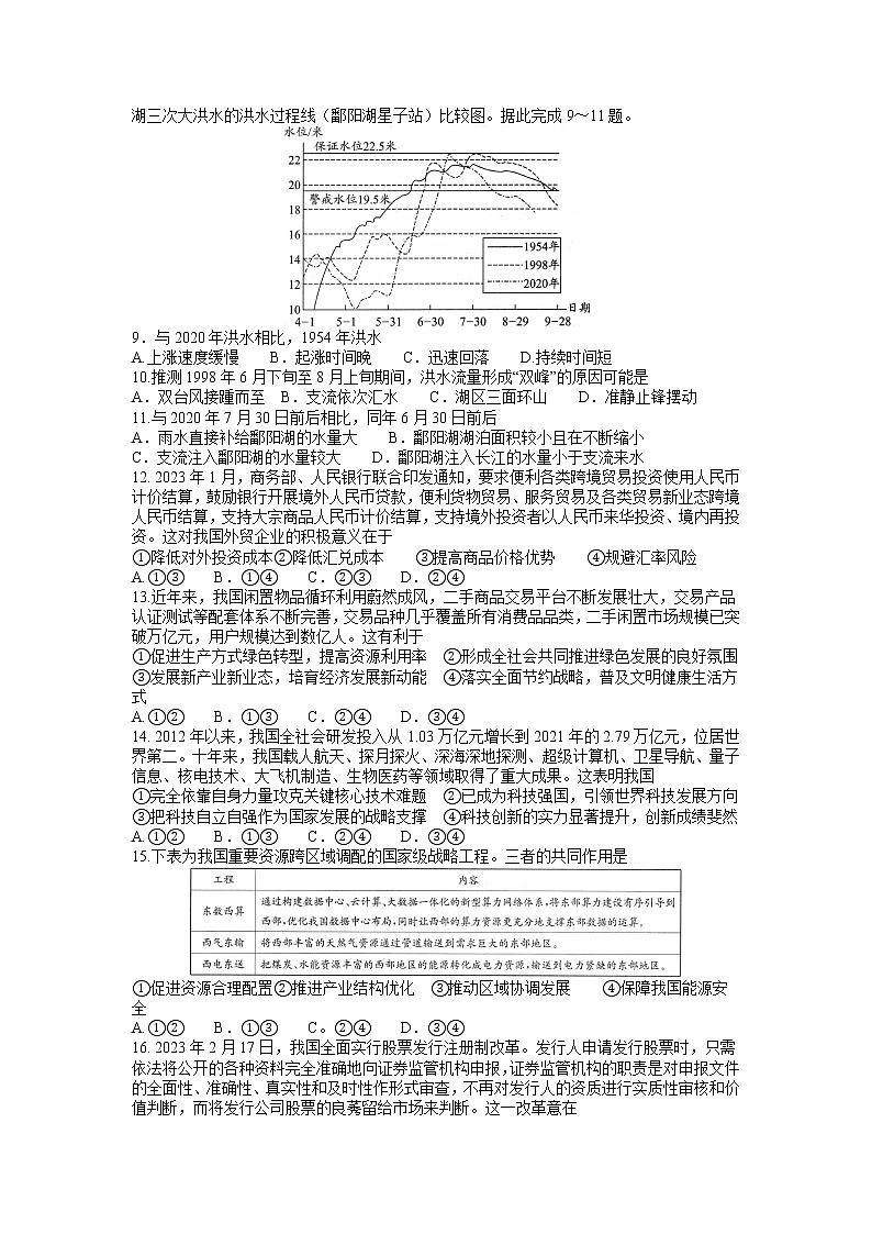 2023成都石室中学高三下学期高考专家联测卷(四)文综含解析02